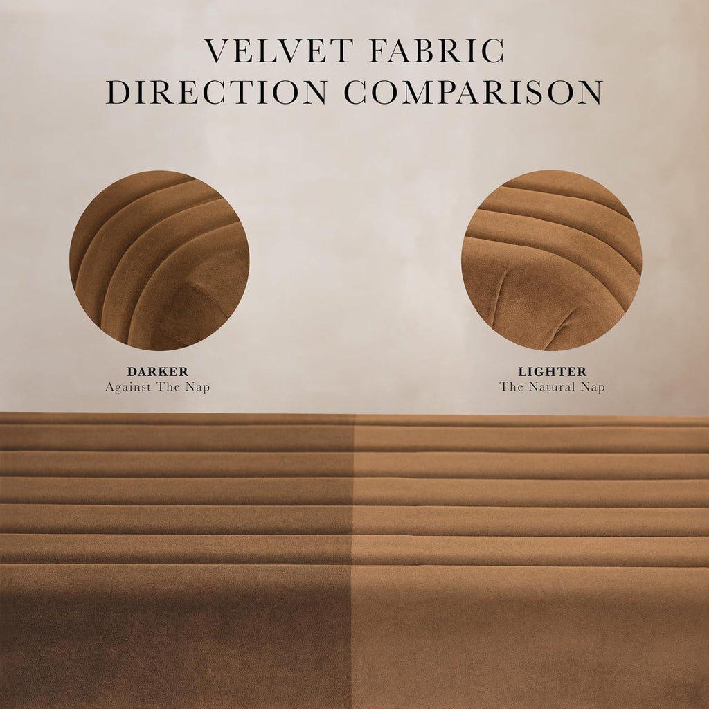 Spatial Order 48' Modern Arch Channel Bench - Rust Orange Velvet
