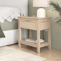 Bush Home Fluted Nightstand with Drawer, Bedroom Furniture, Camille Collection, Natural Birch Beige