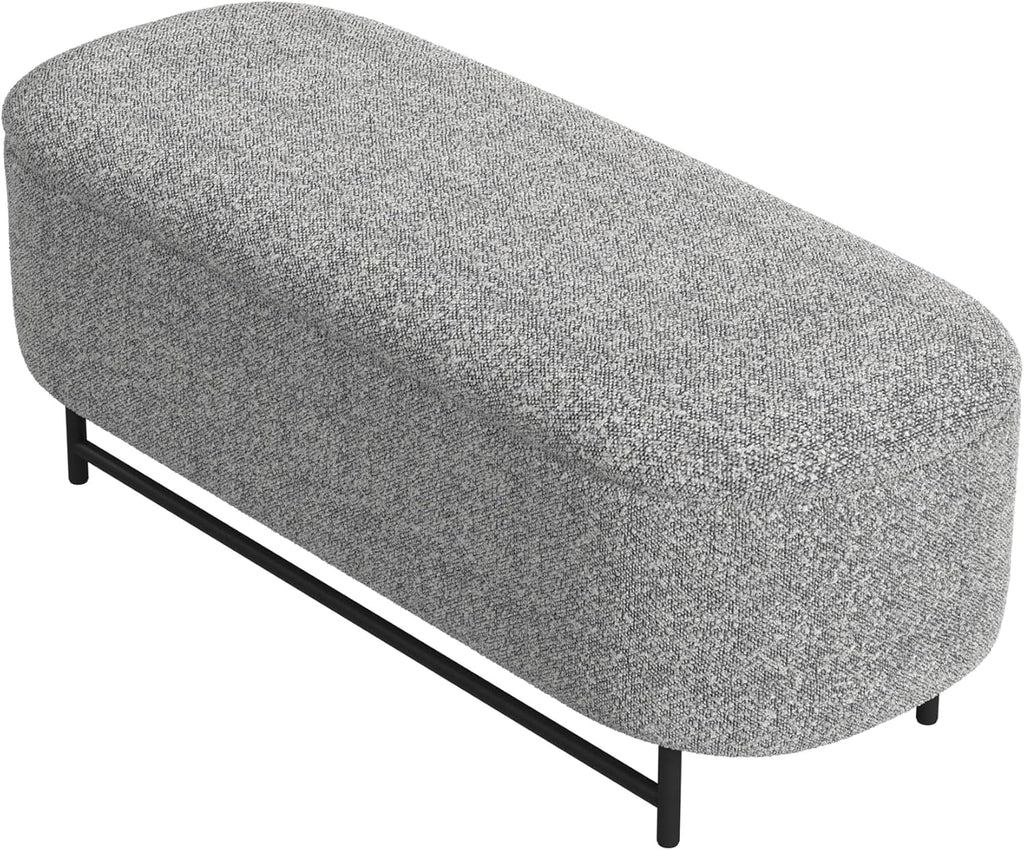 HomePop 46' Ellipse Storage Bench with Metal Legs - Cream Boucle with Gray Yarns