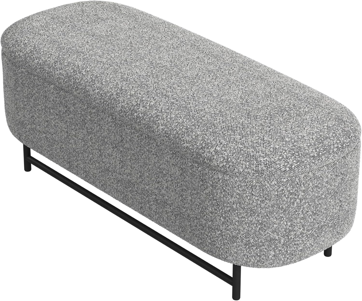 HomePop 46' Ellipse Storage Bench with Metal Legs - Cream Boucle with Gray Yarns