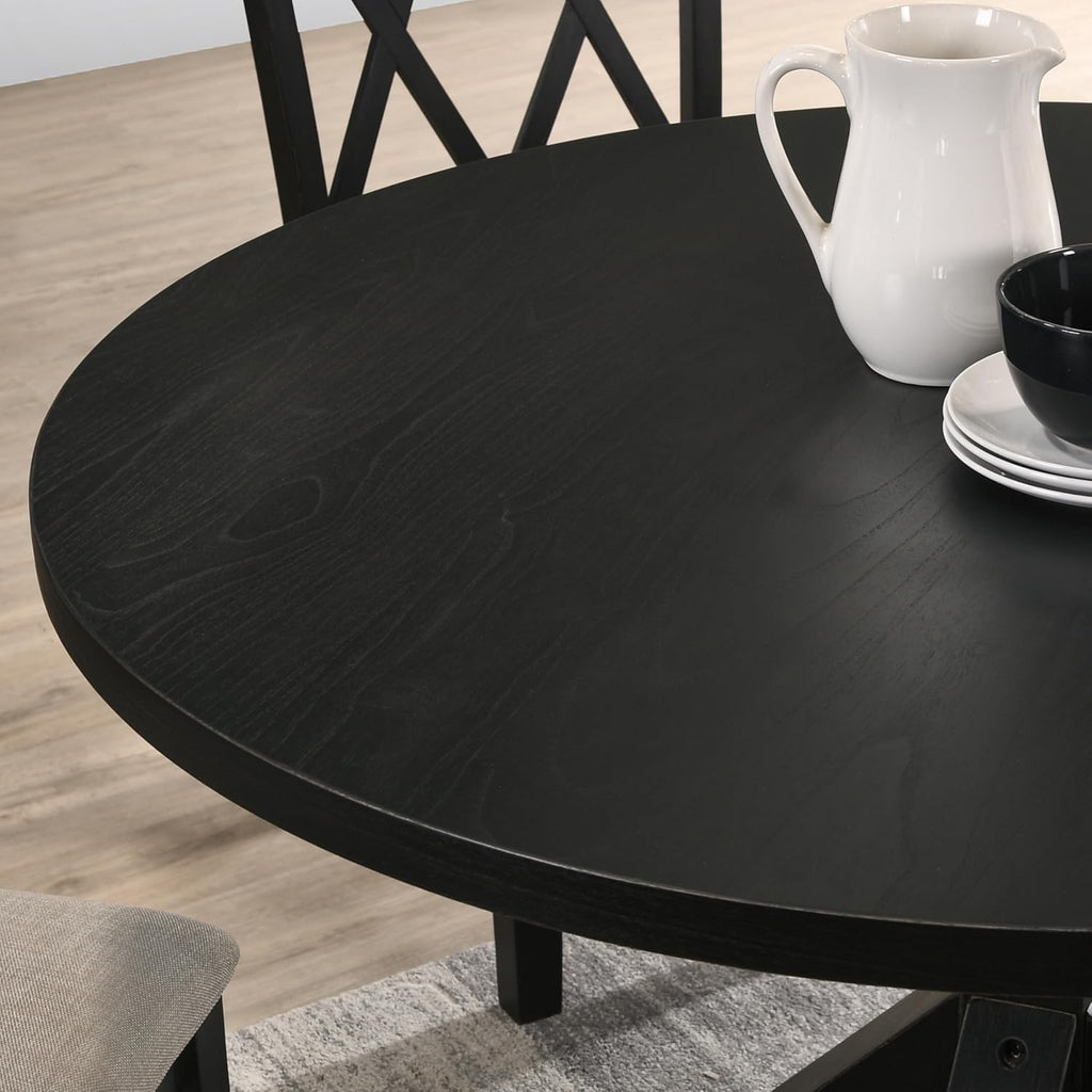 Roundhill Furniture Windvale Cross-Buck Base Dining Table, Black