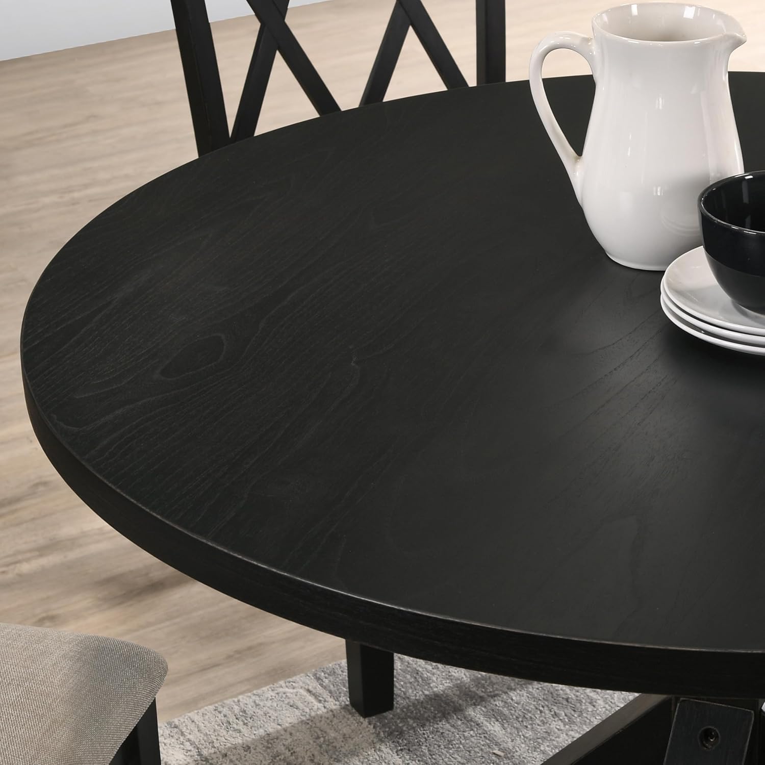 Roundhill Furniture Windvale Cross-Buck Base Dining Table, Black