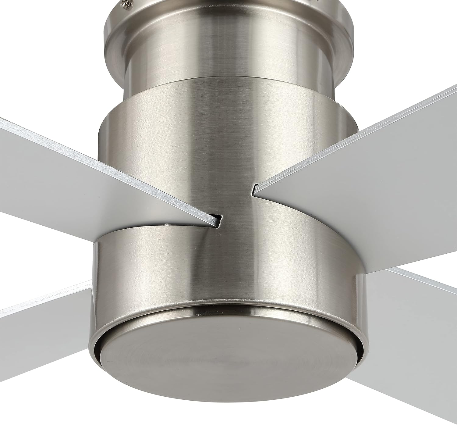 WINGBO 52' Flush Mount DC Ceiling Fan without Lights, 4 Reversible Blades, Ultra Quiet 6-Speed DC Motor, Hugger Low Profile Indoor Ceiling Fan No Lights, Brushed Nickel Finish