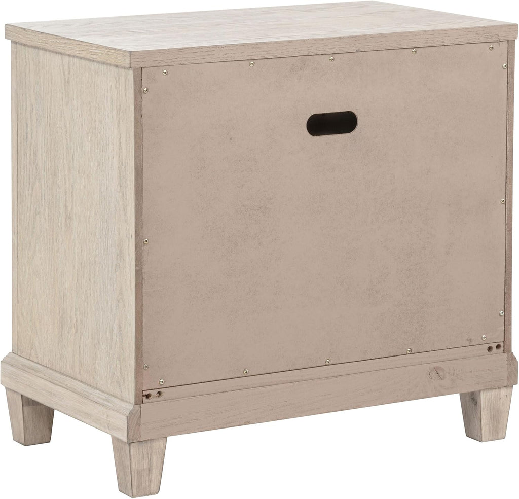Coaster Home Furnishings - Pembroke - Wood - 2-Drawer Nightstand with Ring Pulls, Stepped Trim, Cable Access and Wood Grain Detail - Bedroom - Washed Oak - 215922
