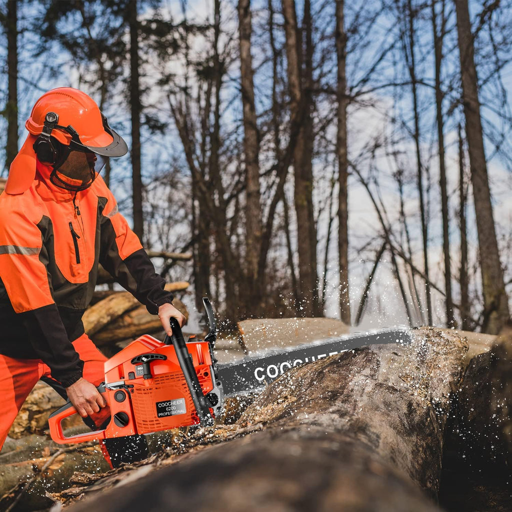 COOCHEER Gas Chainsaw 20 Inch 62CC Gasoline Powered Chain Saws 12000r/min 3.5HP 2 Stroke Cordless Gas Power Chain Saw for Tree Cutting Wood, Home Farm Garden Tools