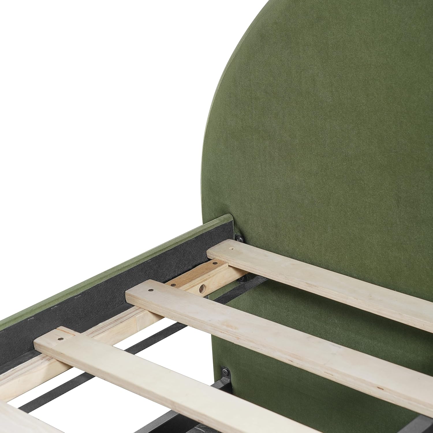 Christopher Knight Home Leonhart Velvet Upholstered Full Size Bed Frame with Headboard/Footboard, Day Bed Frame with Pull-Out Functionality, Iron Frame + Wooden Slat Trundle Bed Full, Olive Green