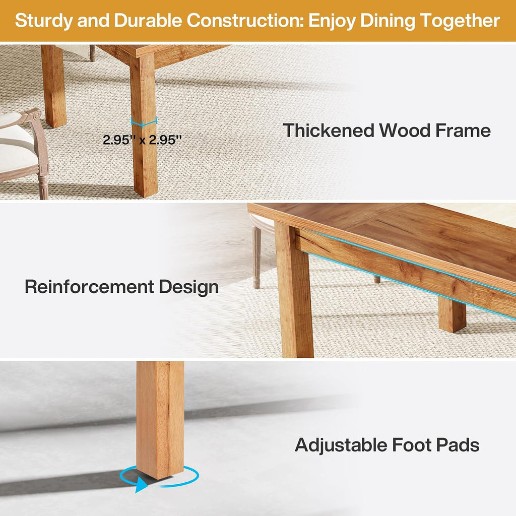 Tribesigns 70.87' Modern Farmhouse Dining Table for 6-8, Solid Wood Legs & MDF Top, Heavy Duty 350lb Capacity, Large Rectangle Kitchen Dinner Table, Easy Assembly