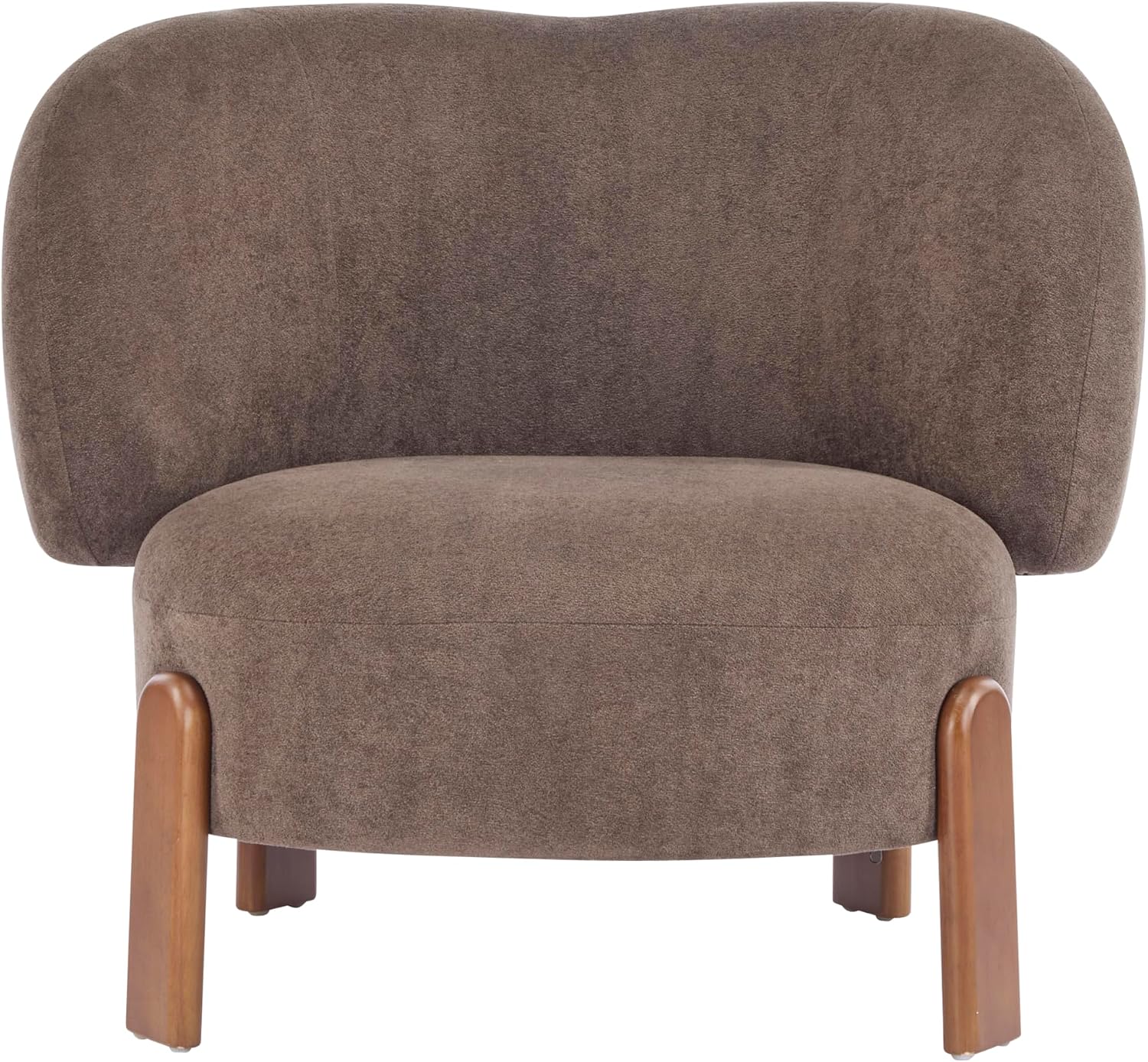 Christopher Knight Home Lily Solid Wood Wingback Accent Chair, Fabric Upholstered Club Chair, Curved Backrest Single Sofa, Comfy Reading Lounge Chair for Living Room, Soft Cushion Seating, Dark Brown