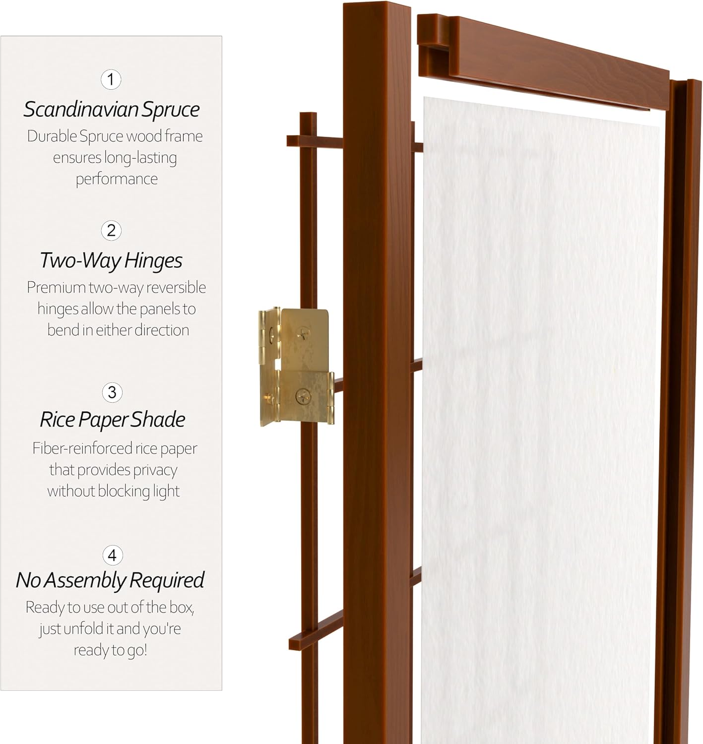 4 ft. Short Window Pane Shoji Screen - Walnut - 3 Panels