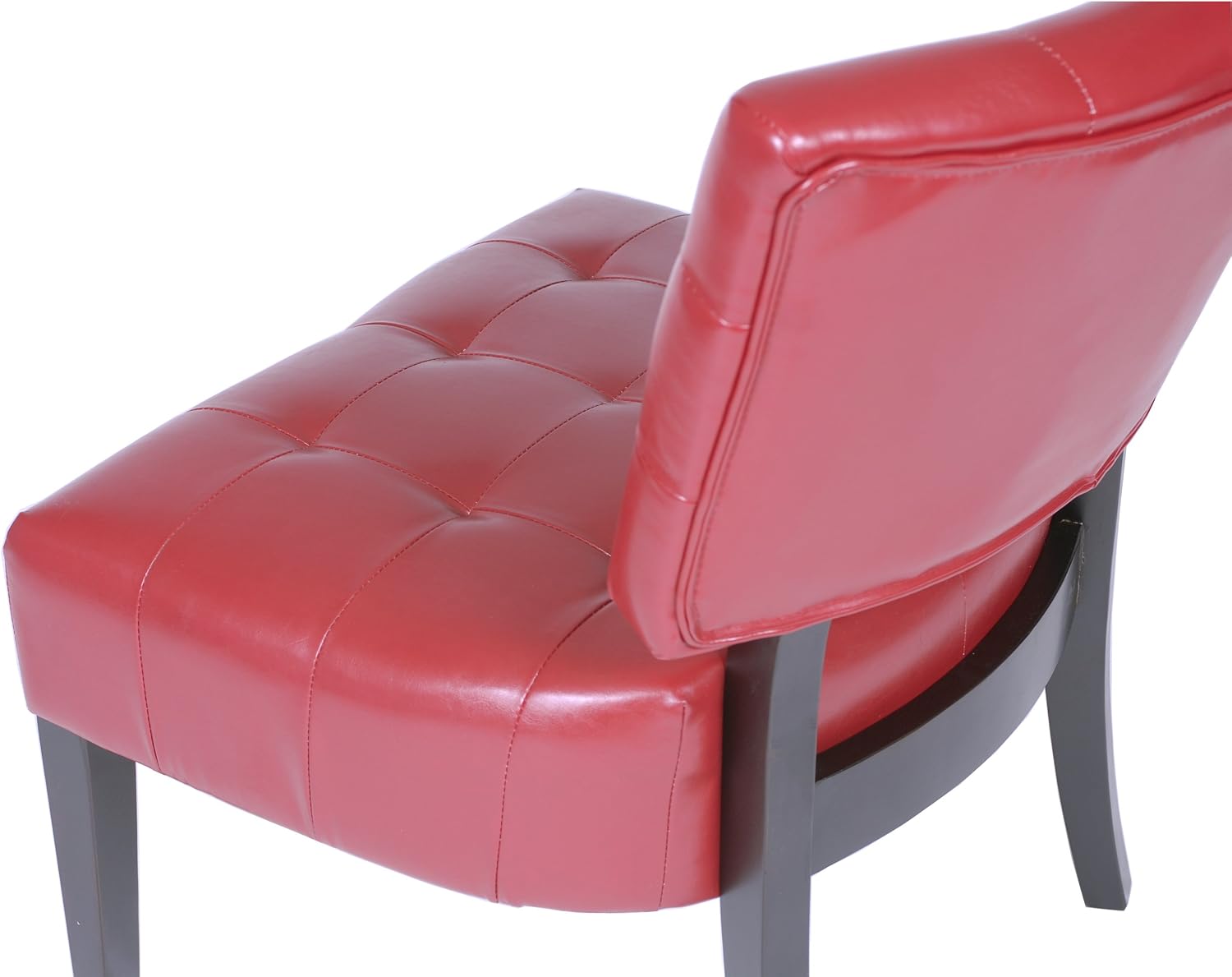 Roundhill Furniture Blended Leather Tufted Accent Chair with Oversized Seating, Red