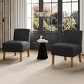 VIRRMO Armless Accent Chairs Set of 2 for Living Room, Modern Slipper Chair Living Room Chairs with Solid Wood Legs, Makeup Vanity Chair Fabric Comfy Upholstered Arm Chair Accent Chair,Black