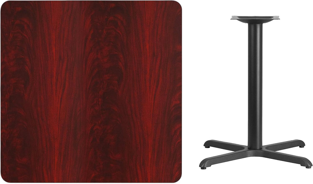 Flash Furniture 36'' Square Mahogany Laminate Table Top with 30'' x 30'' Table Height Base