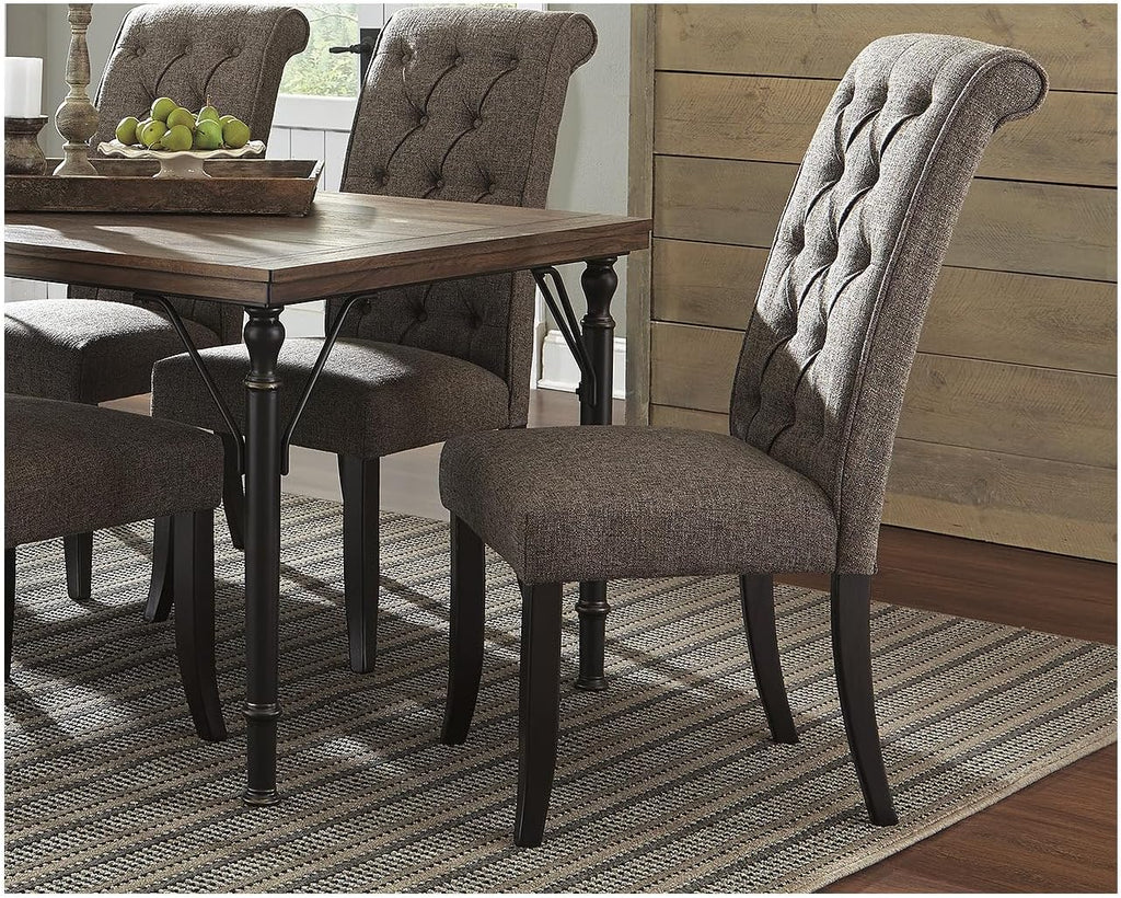 Signature Design by Ashley Tripton Classic Tufted Upholstered 19.63' Armless Dining Chair, 2 Count, Brownish Gray