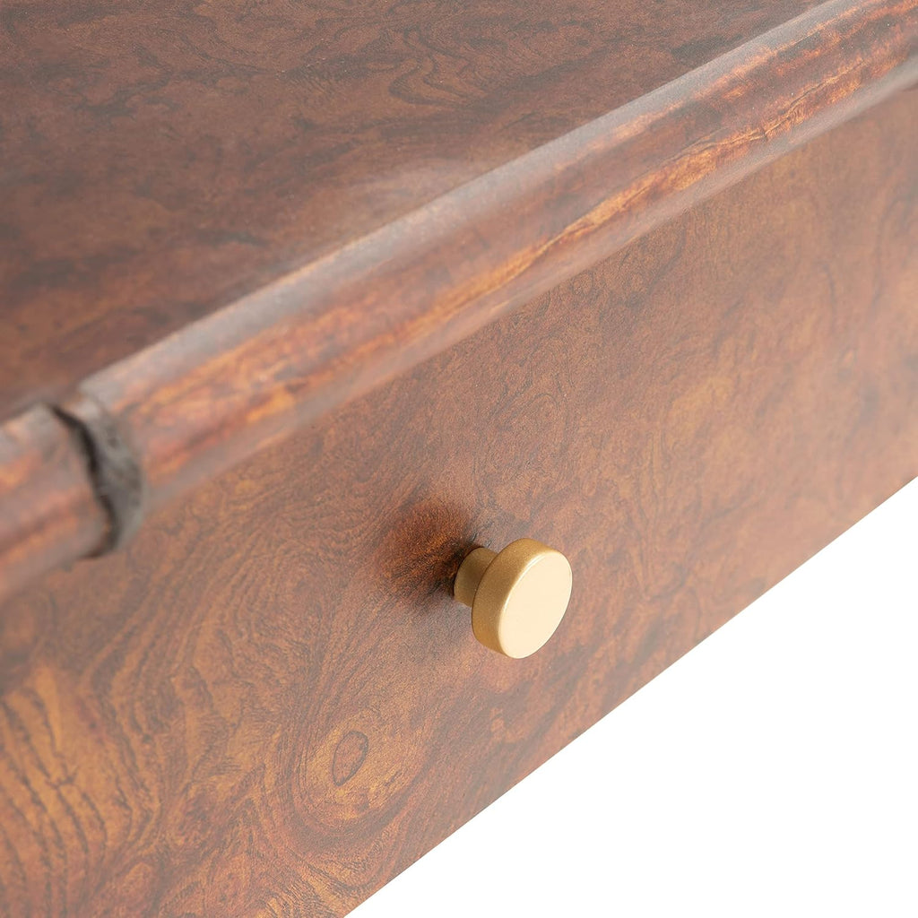 SAFAVIEH Home Collection Tudor Dark Brown/Gold 2-Drawer Lower Shelf Console Table (Fully Assembled)