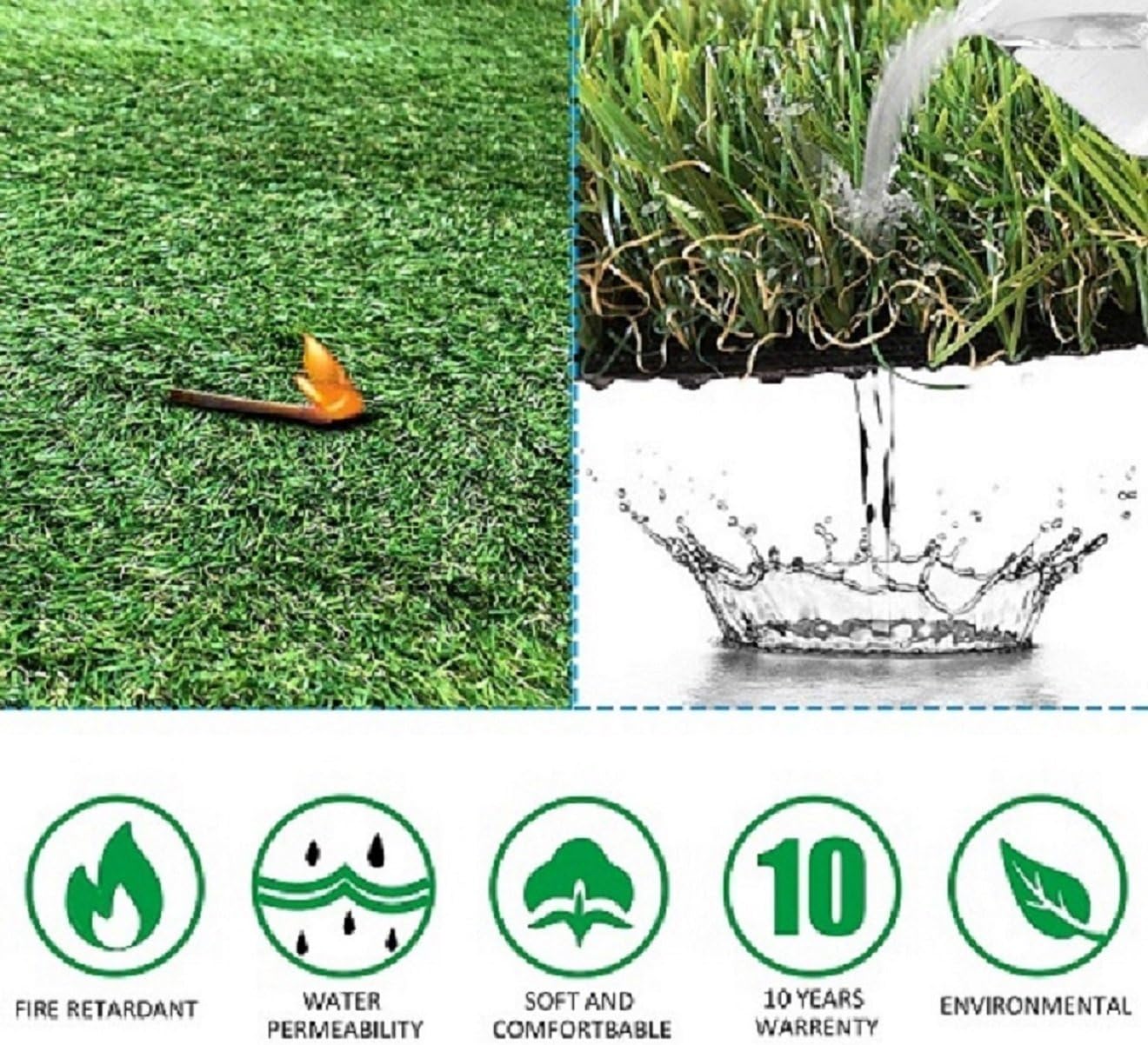 Petgrow Realistic Artificial Grass Rug - Indoor Outdoor Garden Lawn Landscape Synthetic Turf Mat - Thick Fake Grass Rug -13FT X 40FT(520 Square FT)
