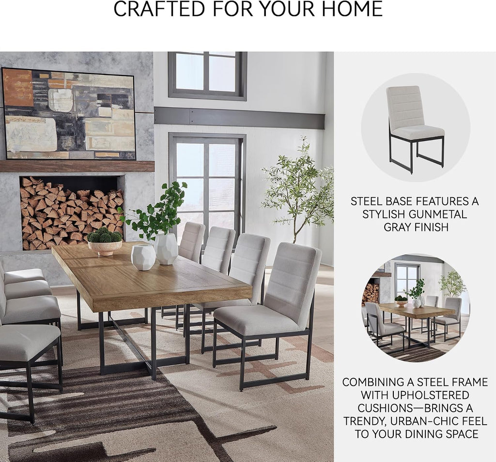 Signature Design by Ashley Tomtyn Modern Upholstered Dining Chairs, Set of 2, Light Brown & Black