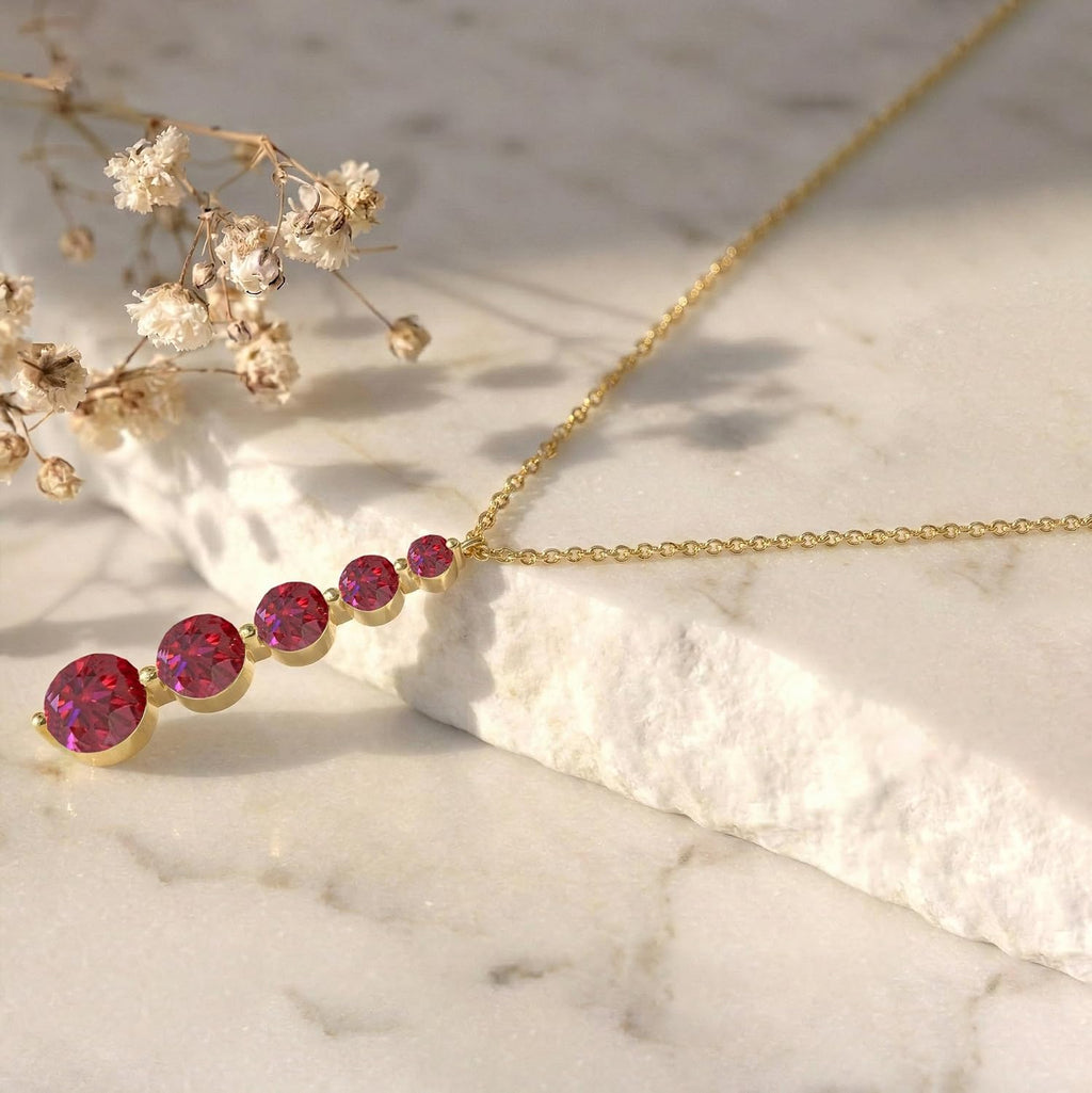GOODSTONE JEWELS Linear Drop Pendant Necklace for Women in Yellow Gold Plated | Size 16+2 Inch Cable Chain with Lobster Clasp | Natural Birthstone Jewelry Gift for Her