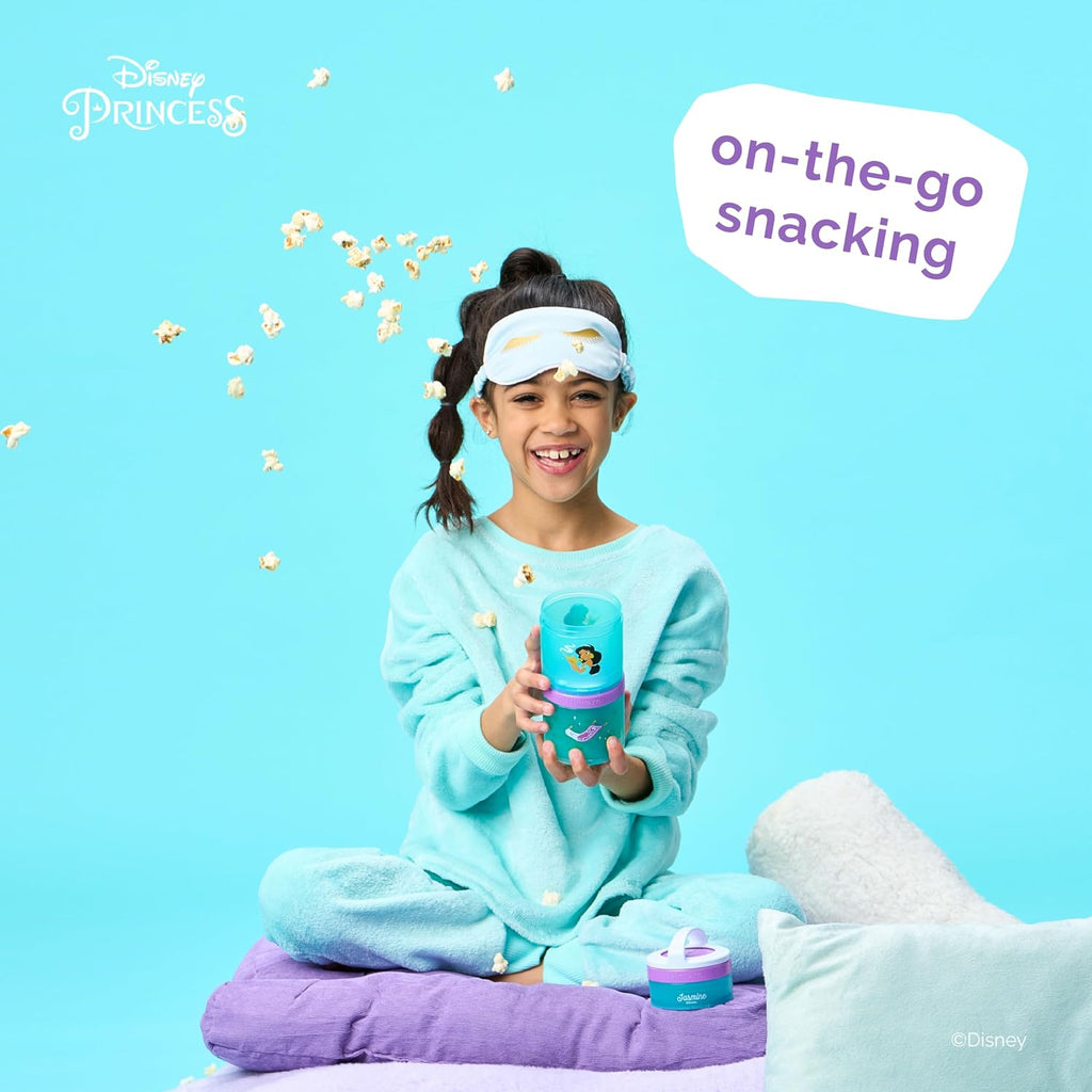 Whiskware Disney Princess Aladdin, Stackable Snack Containers for Kids, 3 Stackable Snack Cups for School or Travel, Backpack and Cupholder Friendly, Jasmine and Magic Carpet (Pack of 12)