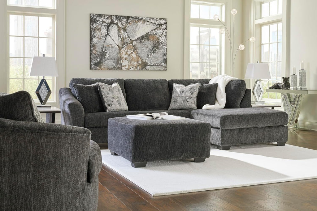 Signature Design by Ashley Biddeford Transitional Upholstered Oversized Swivel Accent Chair with 3 Accent Pillows, Black
