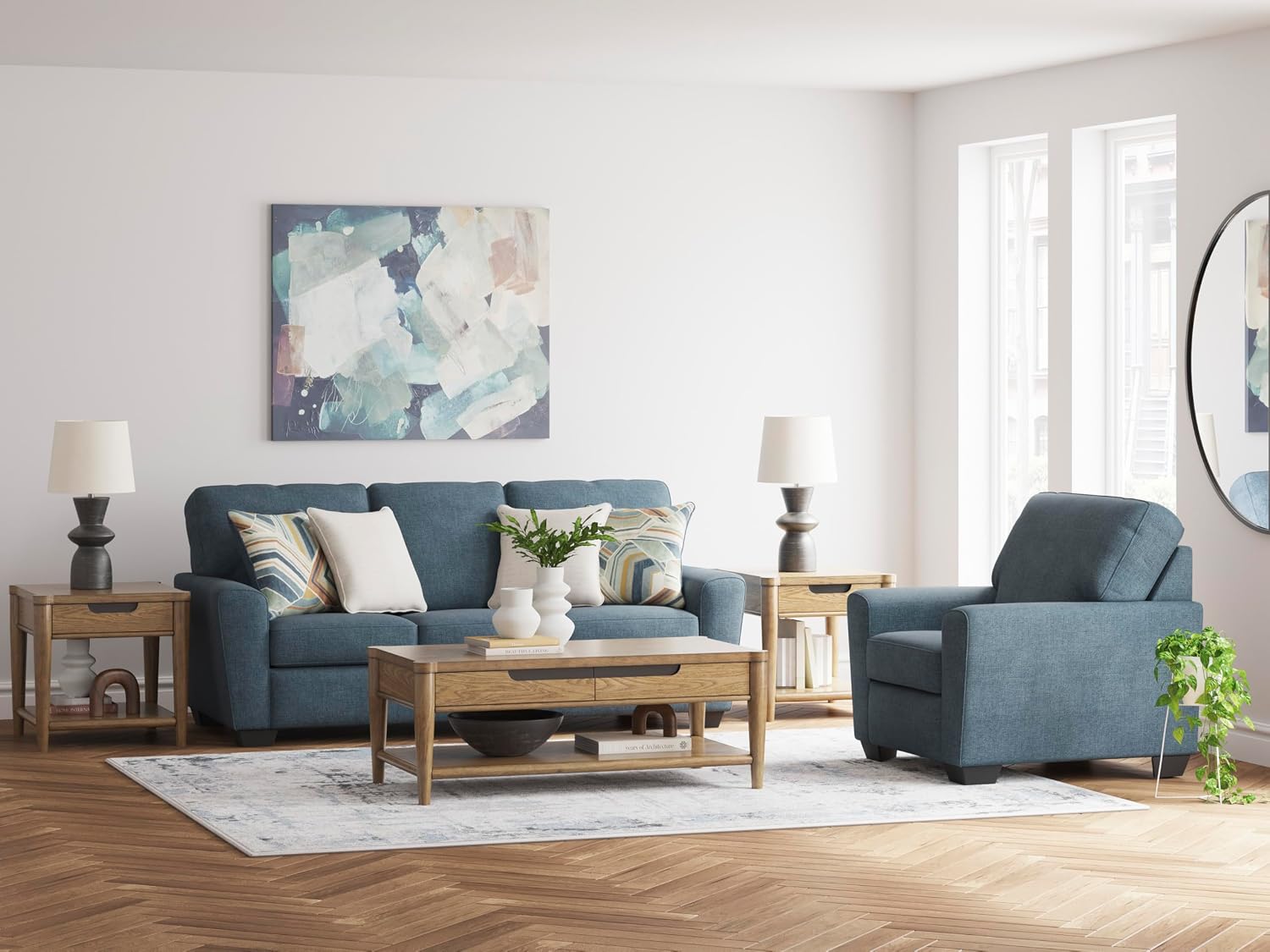 Signature Design by Ashley Cashton Modern Upholstered Chair, Blue