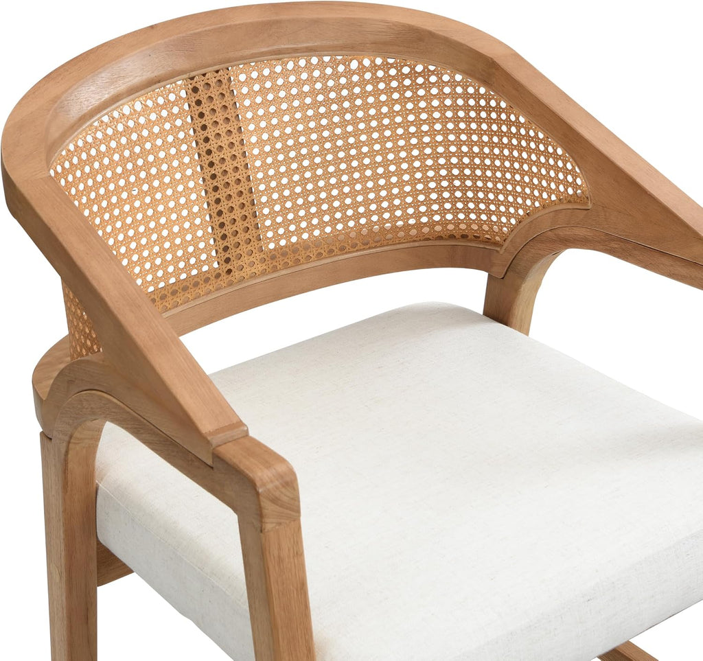 Christopher Knight Home Set of 2 Morley Wooden Counter Height Bar Stool, Kitchen Island Barstool with footrest, Curved Backrest Dining Chair, Soft Removable Cushions, Beige+Natural