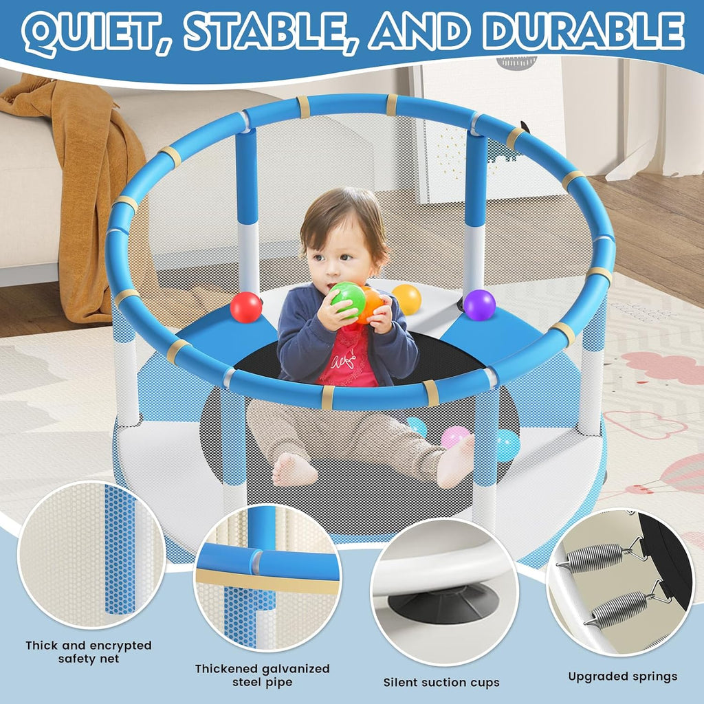 5FT Trampoline for Kids Baby Toddler, 60'' Indoor/Outdoor Kids & Adults Trampoline with Enclosure Net for Boys Girls Christmas Birthday Gifts