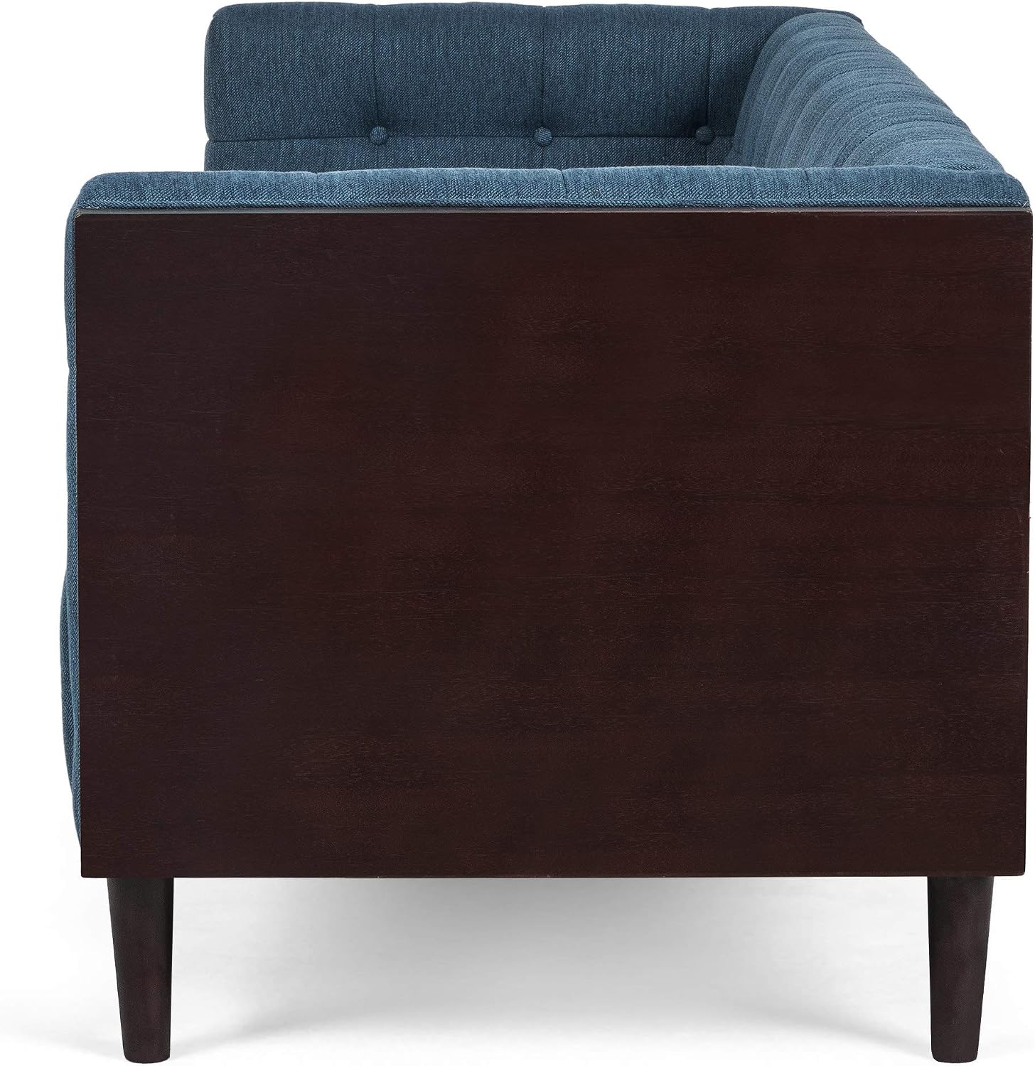 McLarnan Tufted 3 Seater Sofa - Navy Blue/Brown