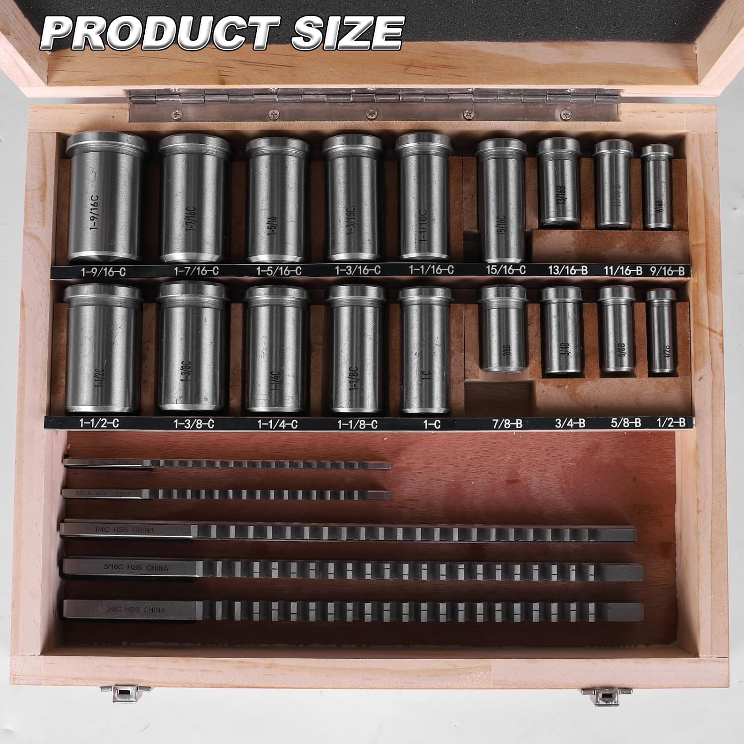 Keyway Broach Set Rectangular Spline Broaching Kit with 5 Broaches 18 Bushings and 7 Shims 30pcs for Metalworking Cutting Tools for Lathe Keyway