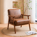 Container Furniture Direct Accent Chair with Microfiber Upholstery and Solid Wood Frame, Classic Mid-Century Modern Living Room Furniture for Extra Seating, Brown
