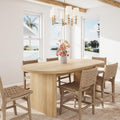 GarveeHome Oval Dining Table for 6-8 People, Long Large Kitchen Table with Thick Sturdy Wooden Base, Farmhouse Dining Room Table for for Kitchen, Living Room, Office (63' Long,Natural)