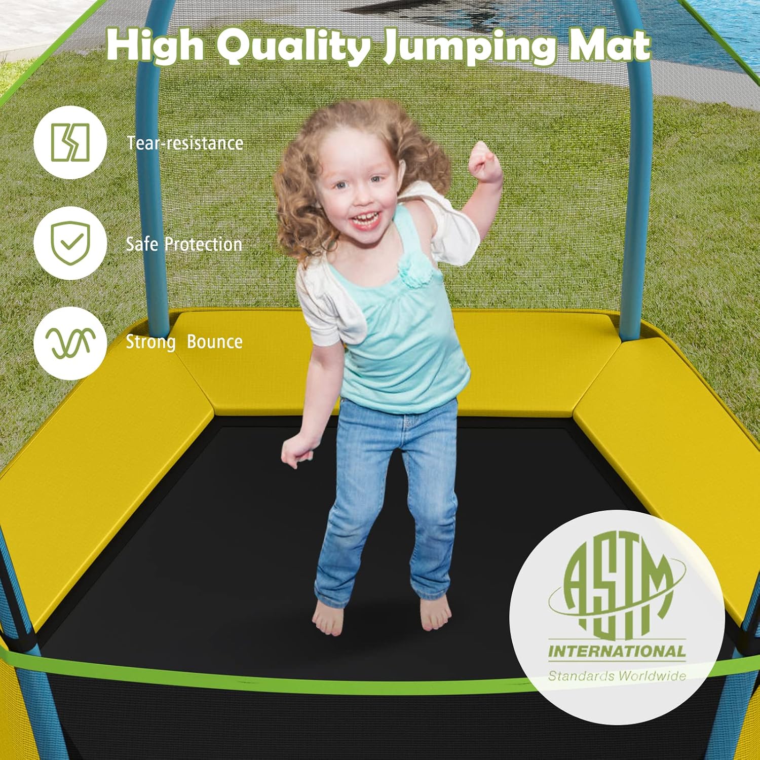 Giantex 7 Ft Trampoline for Kids, Heavy Duty Steel Frame Small Mini Toddler Trampoline, Great Gifts for Boys Girls, Outdoor Indoor Kids Trampoline with Net, for Age 3-8
