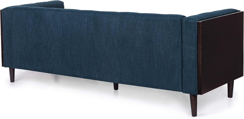 McLarnan Tufted 3 Seater Sofa - Navy Blue/Brown