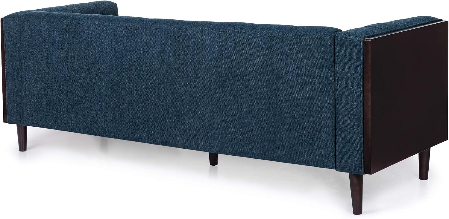 McLarnan Tufted 3 Seater Sofa - Navy Blue/Brown