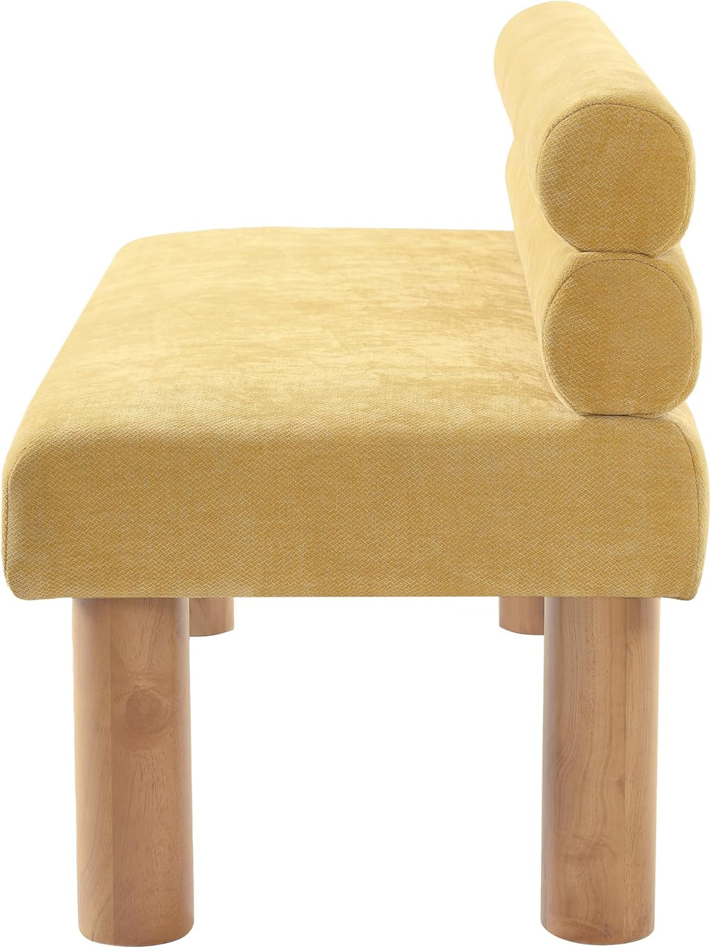 Christopher Knight Home Wally Fabric Upholstered Dining Bench, Long Dining Room Chair, Wooden Entryway Bench, Bedroom End of Bed Bench, Yellow+Natural