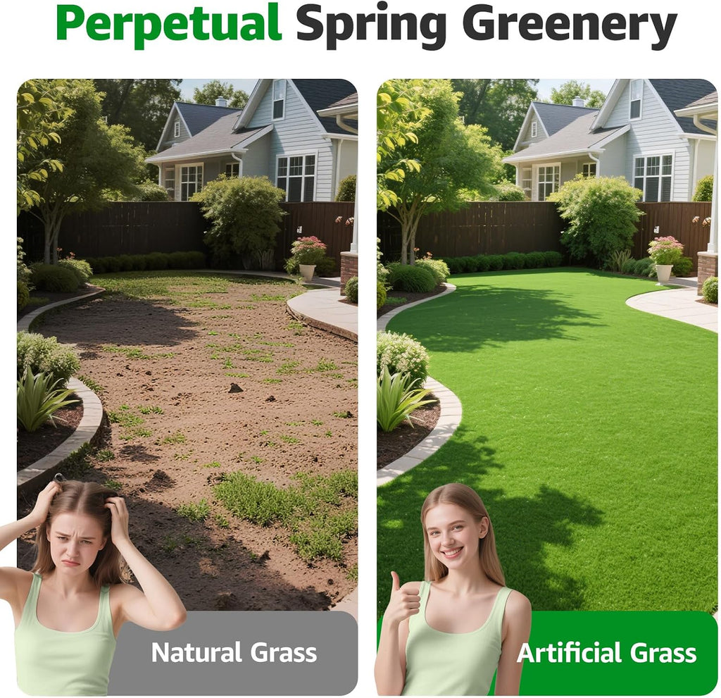 6x10FT Artificial Grass Pad Indoor Outdoor: Fake Grass Turf with Drainage Holes, Pet-Friendly Dog Grass Mat, Perfect for Garden Lawn Balcony Patio Backyard Wedding Christmas Decoration