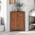 Corner Storage Cabinet with Two Doors for Bathroom, Living Room or Kitchen, Adjustable Shelf, Freestanding Floor Space Saver, Brown