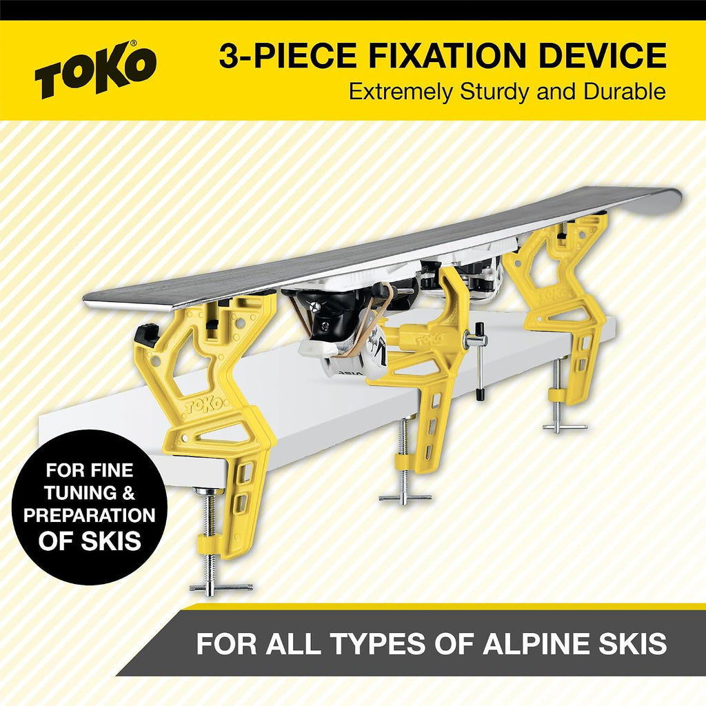 TOKO Race Ski Vise Grip for Tuning and Waxing Alpine Skis - Secure No Slip Grip and Holding Position for Edge Preparation - 3 Piece Set