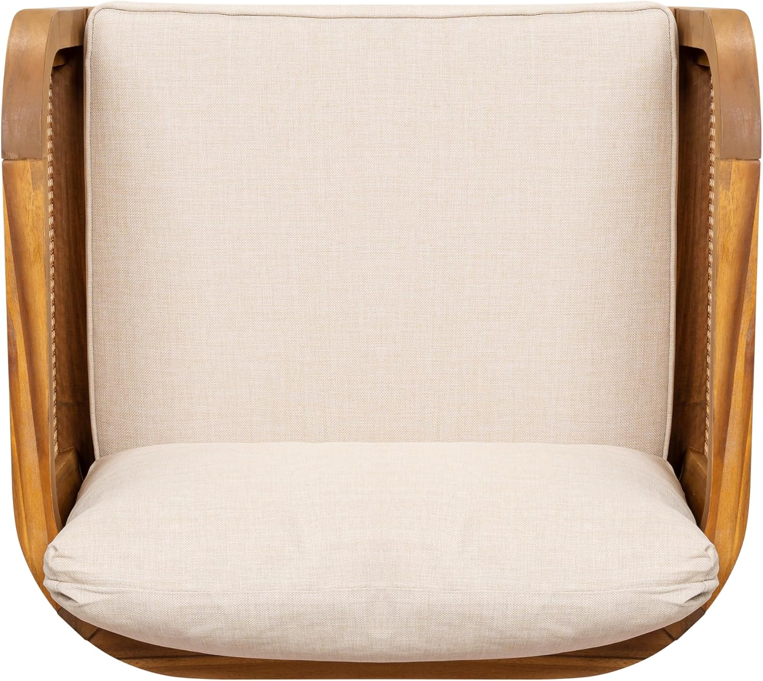 Christopher Knight Home Tilden Bohemian Acacia Wood Patio Accent Chairs, Wicker Lounge Chair Outdoor, Patio Furniture Single Sofa with Removable Cushion, Comfy Garden Reading Chair, Teak+Beige
