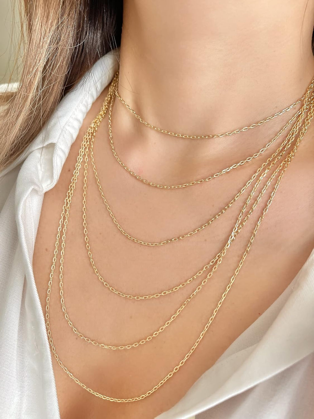 JEWELHEART 14K Real Gold Link Chain Necklace - 2mm Diamond Cut Cable Chain - Dainty 14K Yellow Gold Necklace For Men Women with Lobster Clasp 14-24'