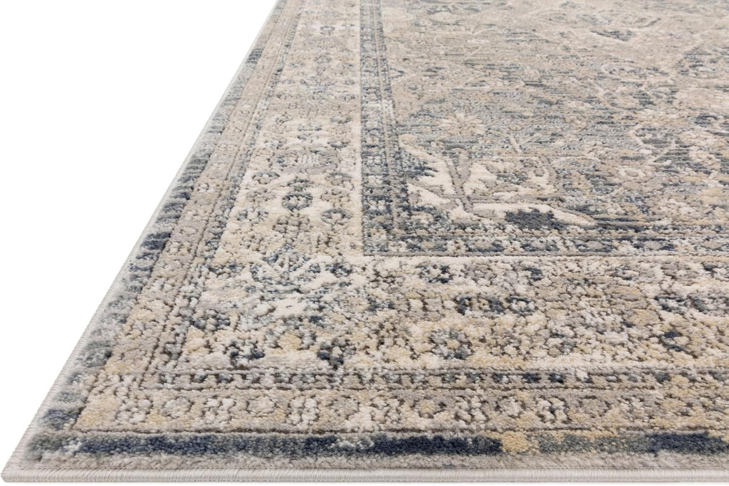 Loloi II Teagan Collection TEA-04 Sky/Natural 9'-9' x 13'-6', .25' Thick, Area Rug, Soft, Durable, Neutral, Woven, Low Pile, Non-Shedding, Easy Clean, Living Room Rug