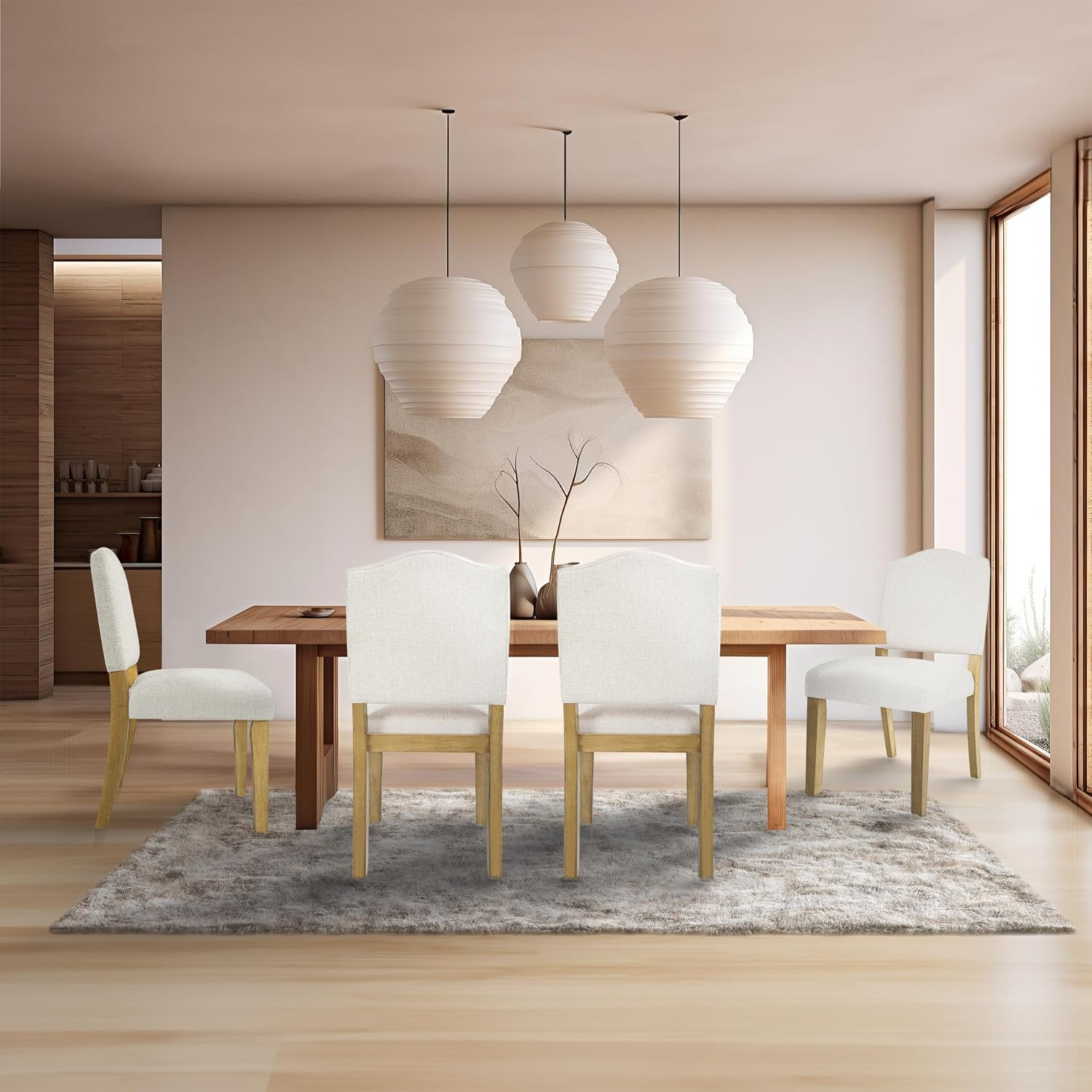 HomePop Open Back Upholstered Dining Chair - Cream Textured Woven (Single Pack)