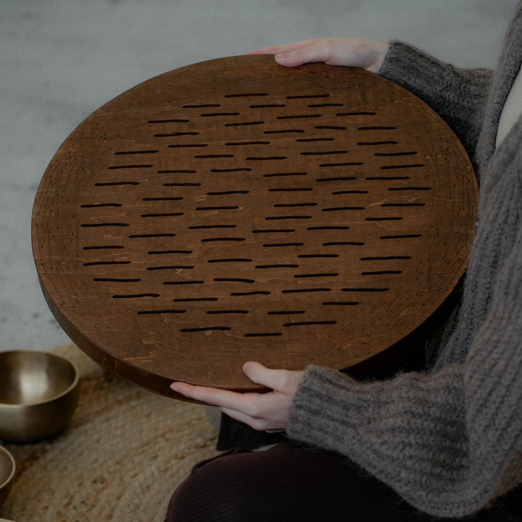 Water-Fall Disc — Wooden Ocean Drum, Storm, 19.5' (50 cm) | Deep Ocean Waves & Waterfall Sound for Sound Bath, Meditation & Sleep | With Protective Bag