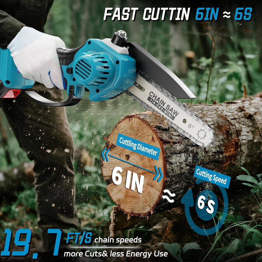 Pole Saws for Tree Trimming, 2-in-1 Pole Saw＆6 Inch Mini Chainsaw,with Extension,Fathers Day Dad Gifts for Men,Electric Pole Saw Used for Wood Cutting and High-Branch Pruning,2x2.0Ah Batteries