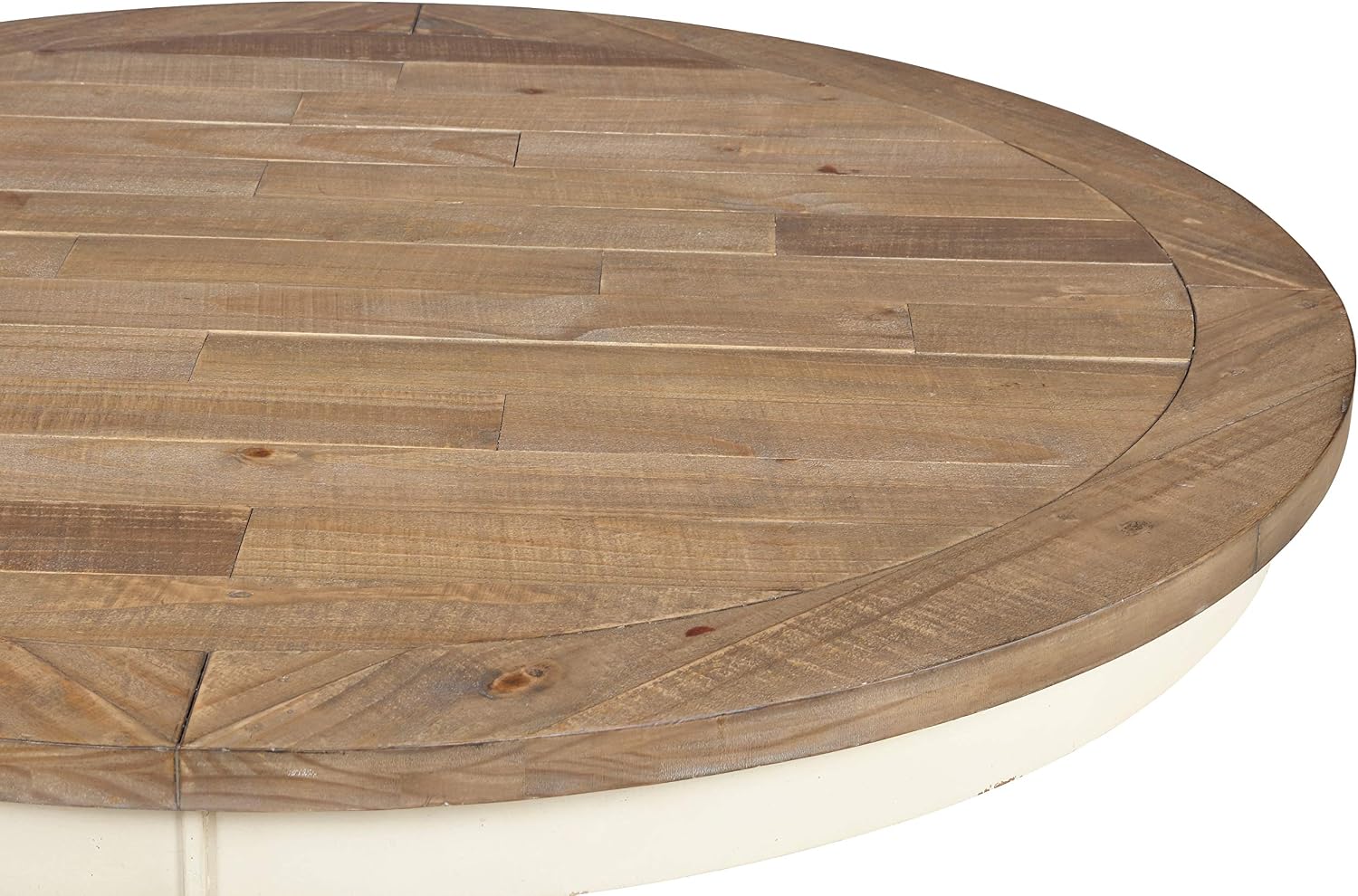 Roundhill Furniture Prato 5-Piece Round Dining Table Set with Cross Back Chairs, Antique White and Distressed Oak