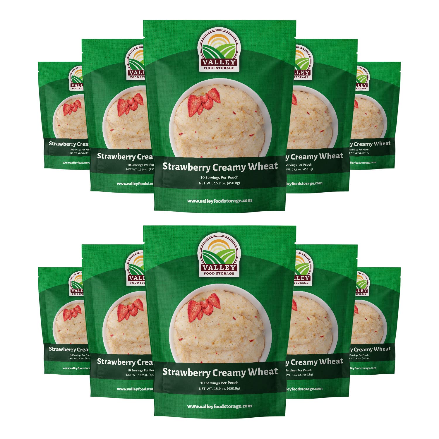 Valley Food Storage Freeze Dried Strawberry Creamy Wheat | 10-Bag Bucket, 100 Servings | Premium Emergency Food Supply, 25 Year Shelf Life | Survival Breakfast Food for Prepper Storage & Camping