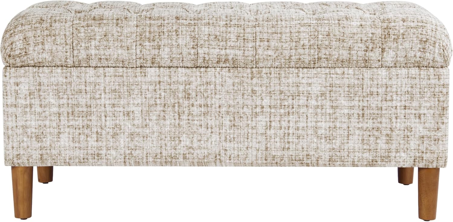 HomePop 40' Ainsley Button Tufted Storage Bench - Cream Textural Woven