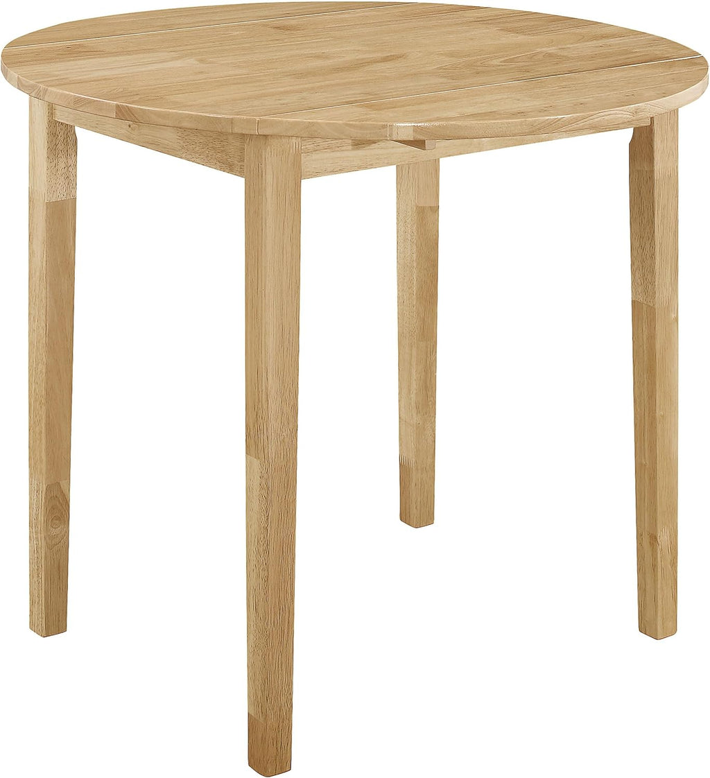 Coaster Home Furnishings 3-Piece Round Wood Dining Room Set Drop Leaf Extension Table Ladder Back Side Chairs Upholstered Seat Cushions Beige and Natural 130006