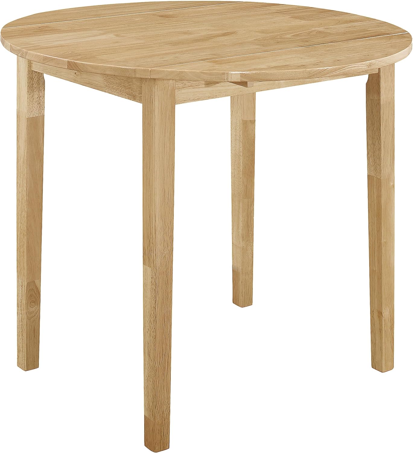 Coaster Home Furnishings 3-Piece Round Wood Dining Room Set Drop Leaf Extension Table Ladder Back Side Chairs Upholstered Seat Cushions Beige and Natural 130006