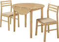 Coaster Home Furnishings 3-Piece Round Wood Dining Room Set Drop Leaf Extension Table Ladder Back Side Chairs Upholstered Seat Cushions Beige and Natural 130006
