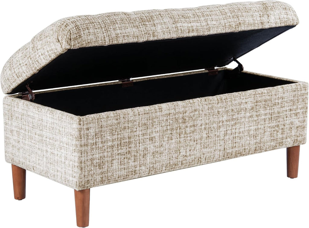 HomePop 40' Ainsley Button Tufted Storage Bench - Cream Textural Woven